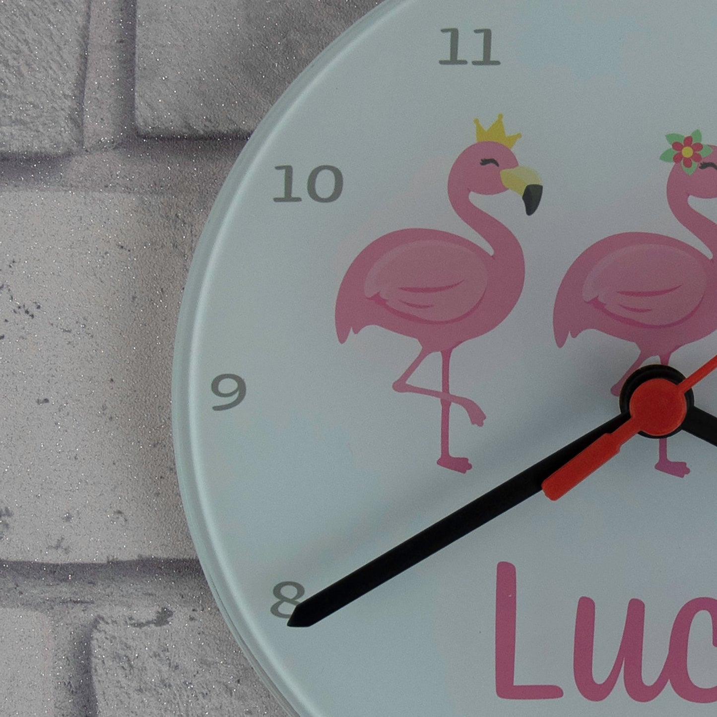 Personalised Flamingo 20cm Large Glass Clock