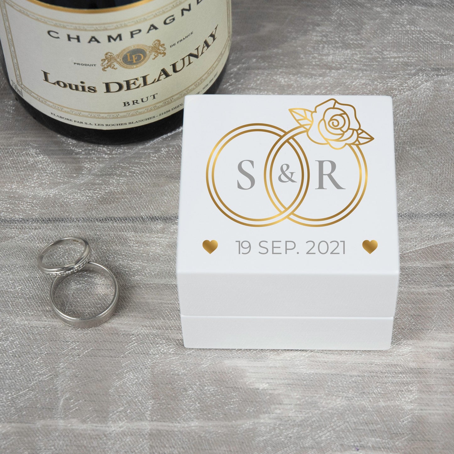 Personalised Initial Floral Ring Wedding Ring Keepsake Box