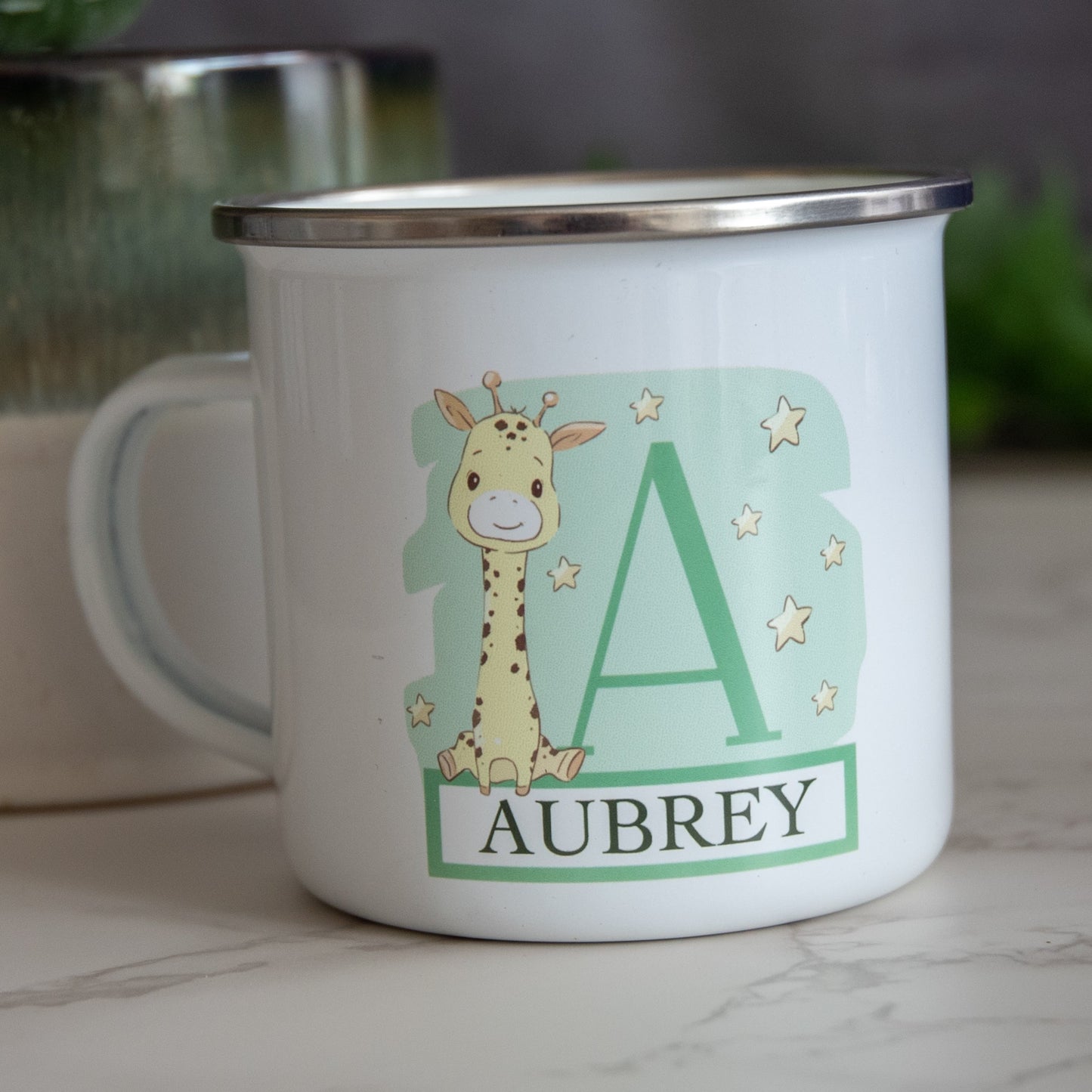 Personalised Giraffe Alphabet Children's Enamel Mug