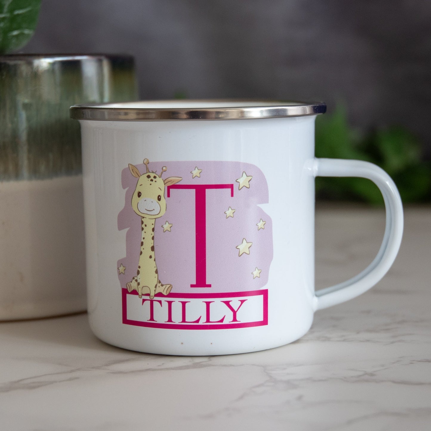 Personalised Giraffe Alphabet Children's Enamel Mug