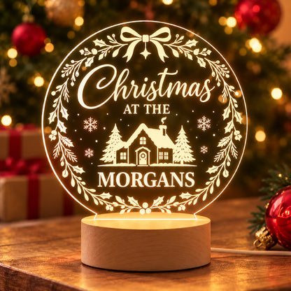 Personalised Christmas at the Family Name LED Night Light