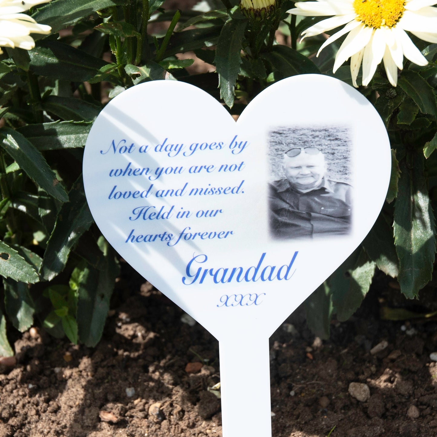 Personalised Acrylic In Loving Memory Heart Memorial Grave Marker