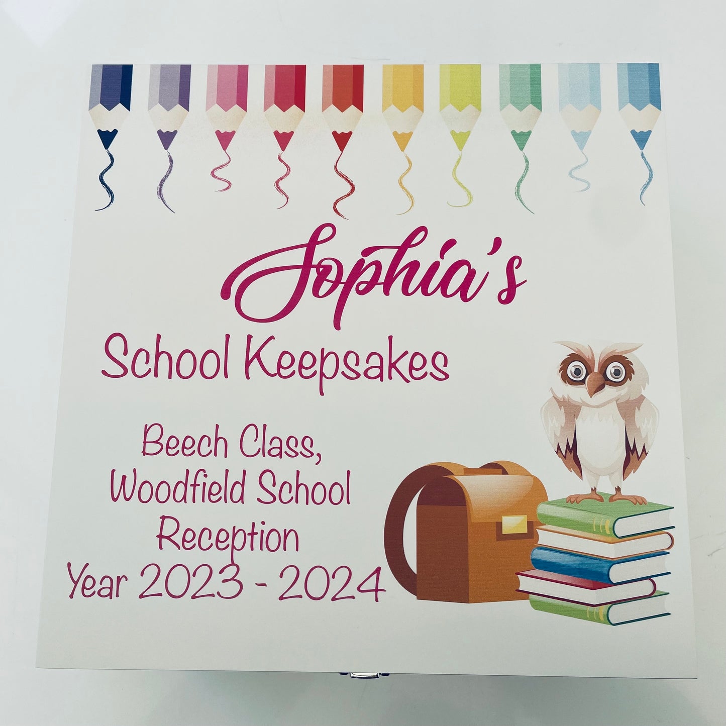 Personalised Large School Starter Wooden Memory Box