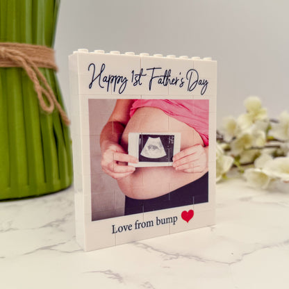 Personalised Happy Fathers Day From Bump Photo Block and Text made from, LEGO® Bricks