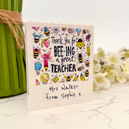 Personalised Thank You for Bee-ing a Great Teacher LEGO® Bricks Block