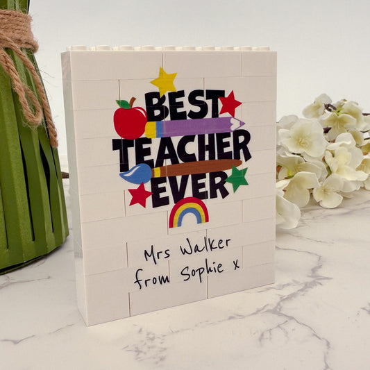 Personalised Best Teacher Ever LEGO® Bricks Block