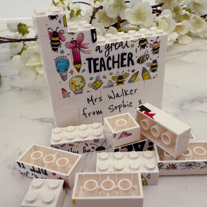 Personalised Thank You for Bee-ing a Great Teacher LEGO® Bricks Block