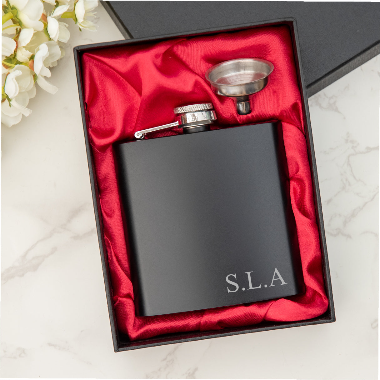 Personalised  Engraved Hip Flask Initials Design