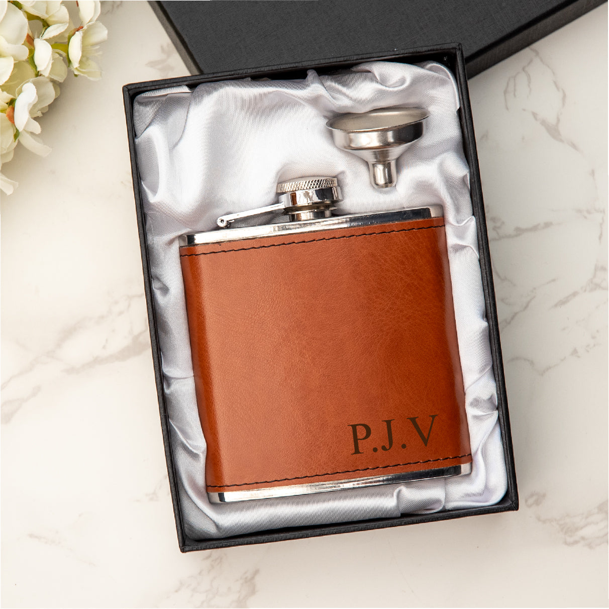 Personalised  Engraved Hip Flask Initials Design