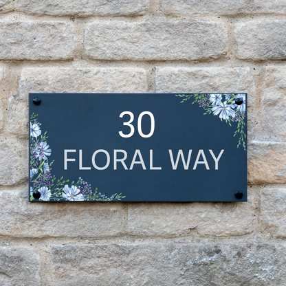 Personalised Meadow Flower Slate House Sign