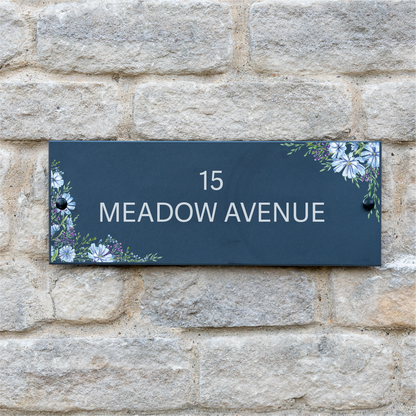 Personalised Meadow Flower Slate House Sign