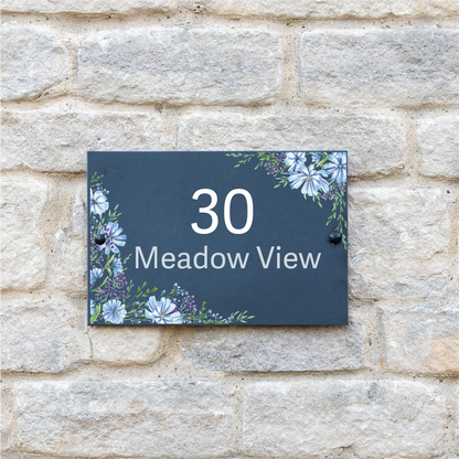 Personalised Meadow Flower Slate House Sign