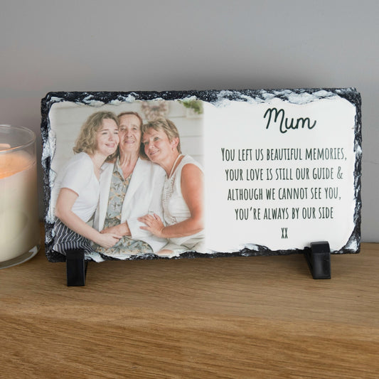 Personalised Large Beautiful Memories Memorial Photo Rock Slate