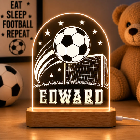 Personalised Football Night Light | Custom LED Nursery & Children's Bedroom Light