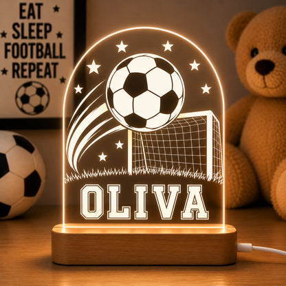 Personalised Football Night Light | Custom LED Nursery & Children's Bedroom Light