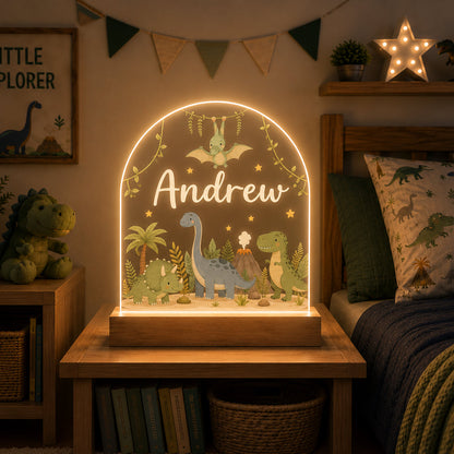 Personalised Dinosaur Night Light | Baby Boy Nursery Decor, New Baby, Christening & 1st Birthday Gift