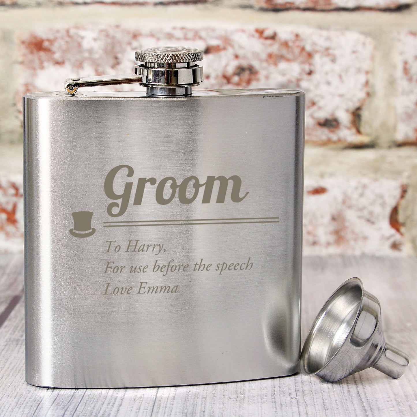 Personalised Bridal Role Top Hat Hip Flask