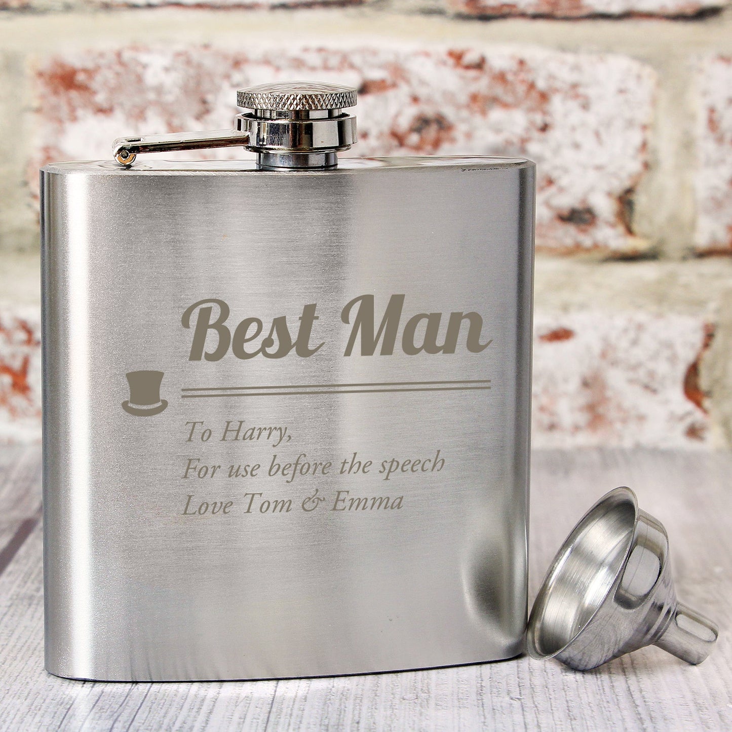 Personalised Bridal Role Top Hat Hip Flask