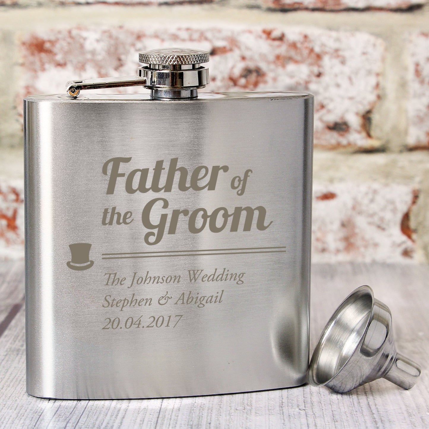 Personalised Bridal Role Top Hat Hip Flask