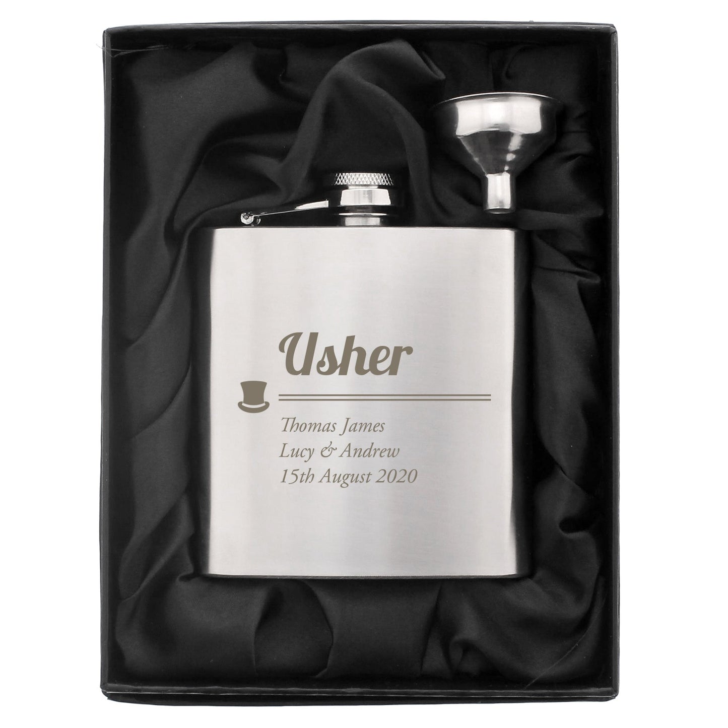 Personalised Bridal Role Top Hat Hip Flask