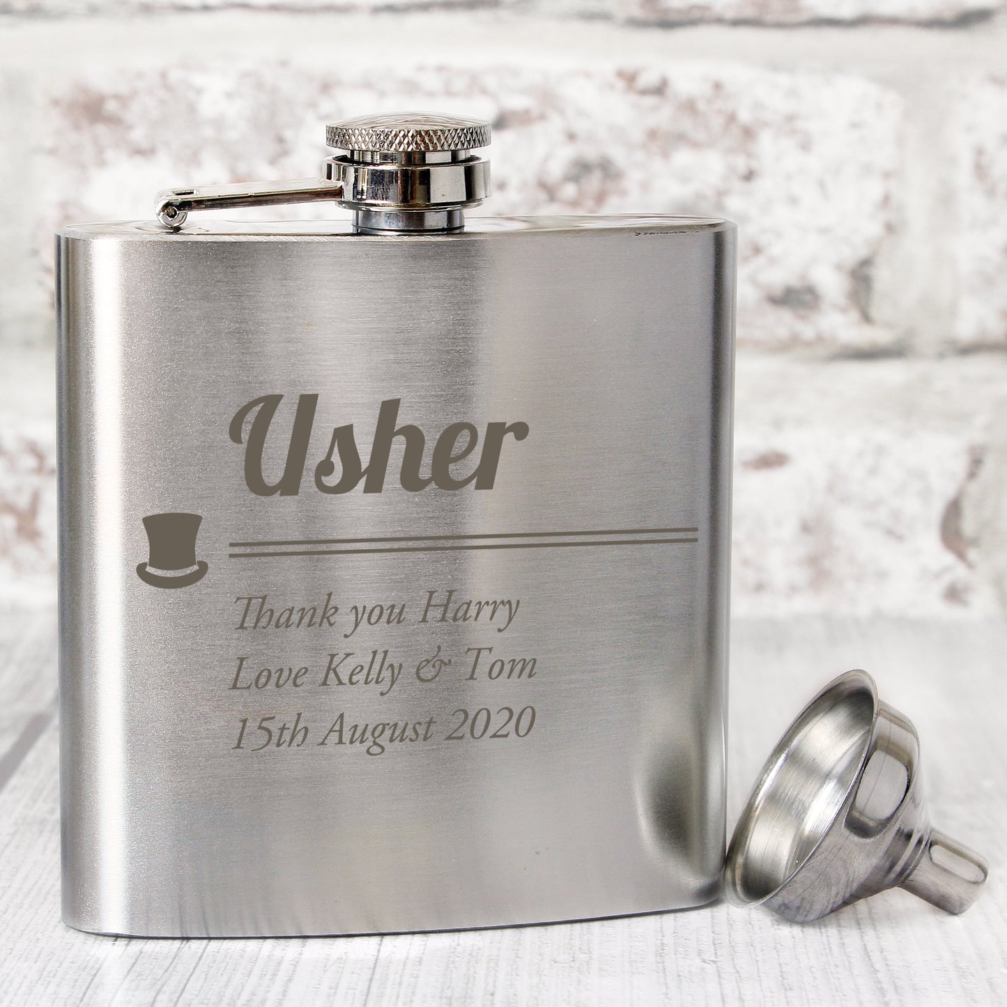 Personalised Bridal Role Top Hat Hip Flask