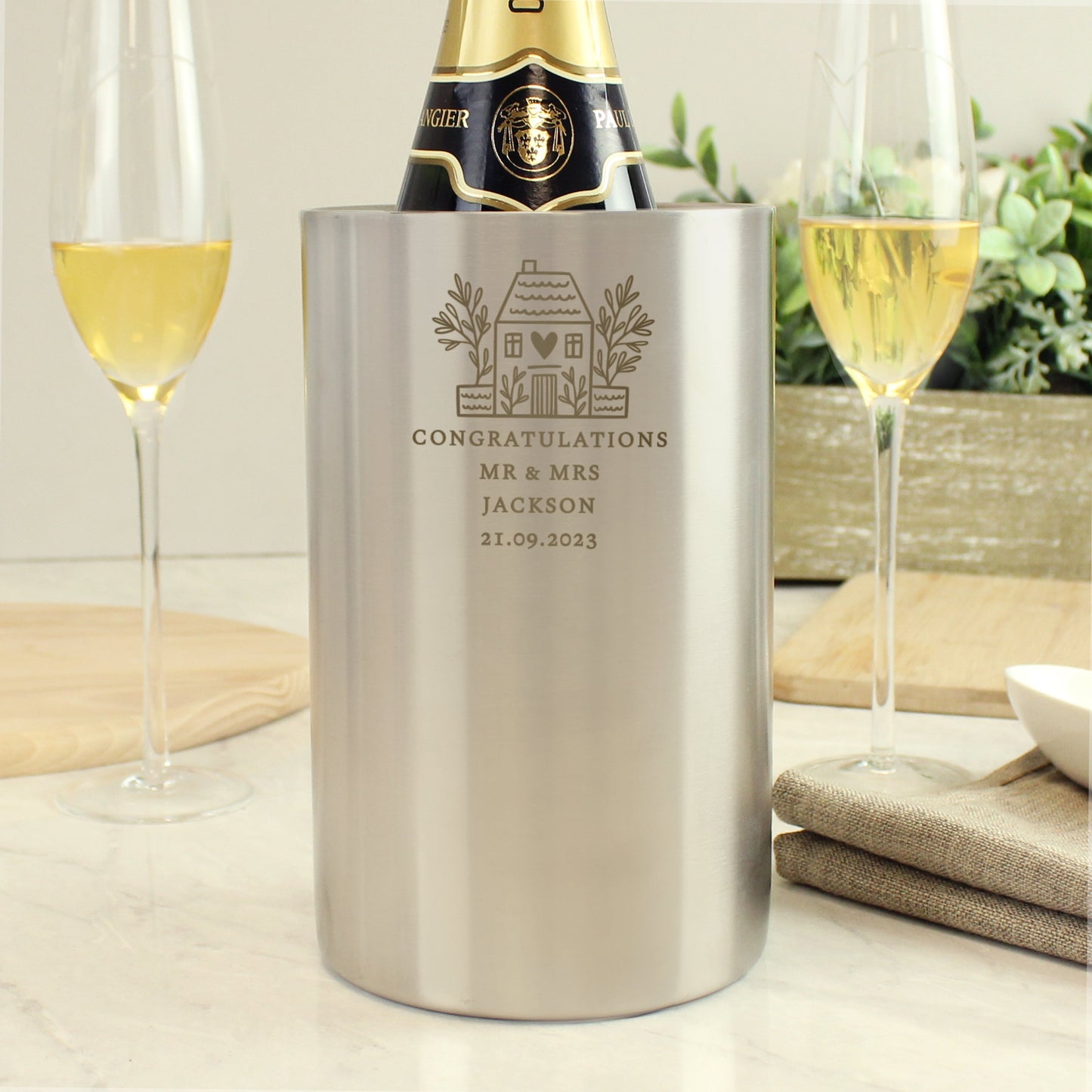 Personalised Home Design Brushed Steel Wine Cooler