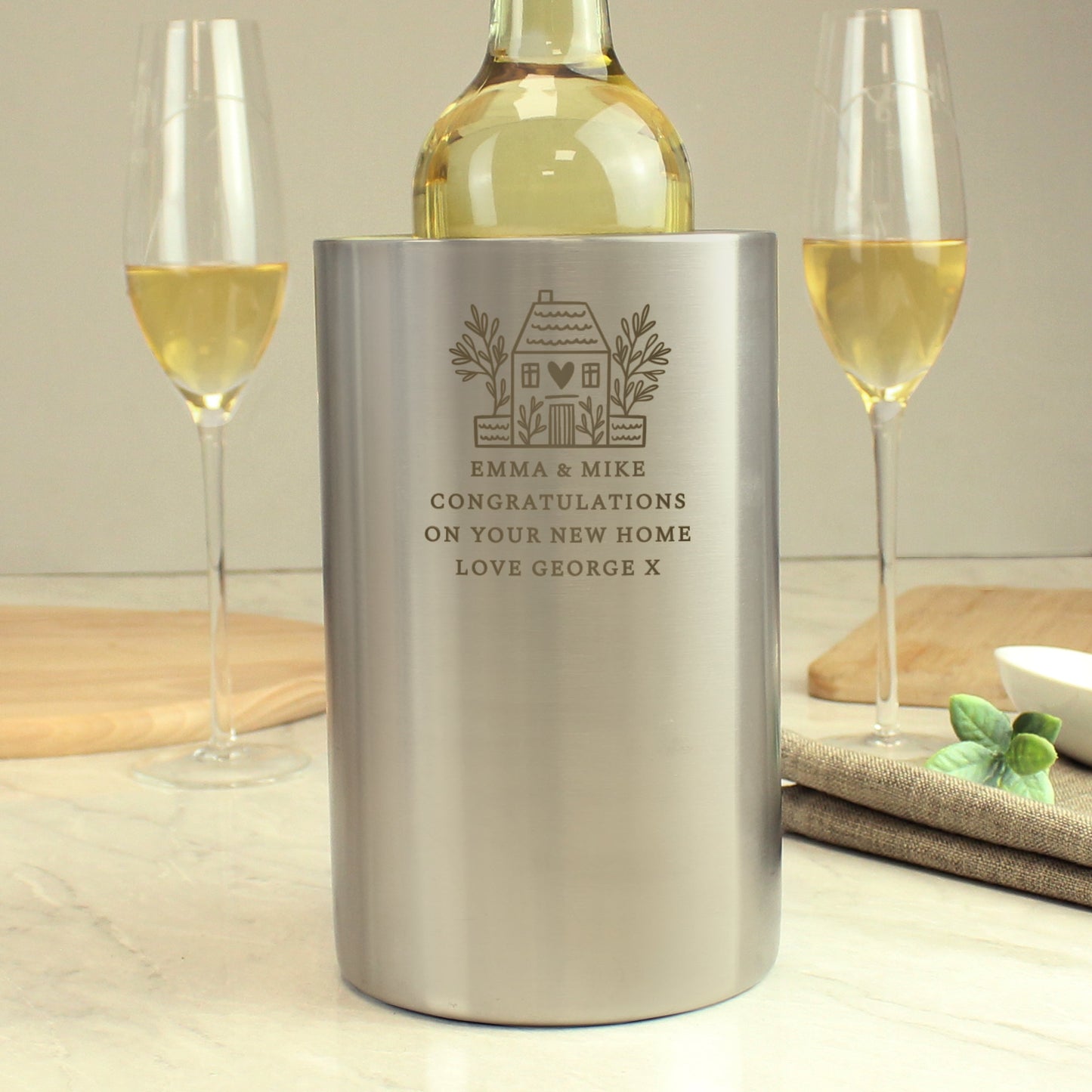 Personalised Home Design Brushed Steel Wine Cooler