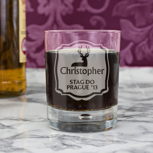 Personalised Stag Tumbler Bubble Glass