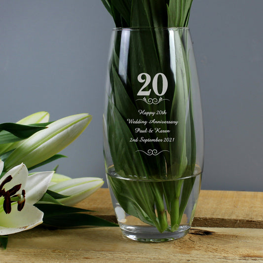 Personalised Heart & Swirl Anniversary Bullet Vase