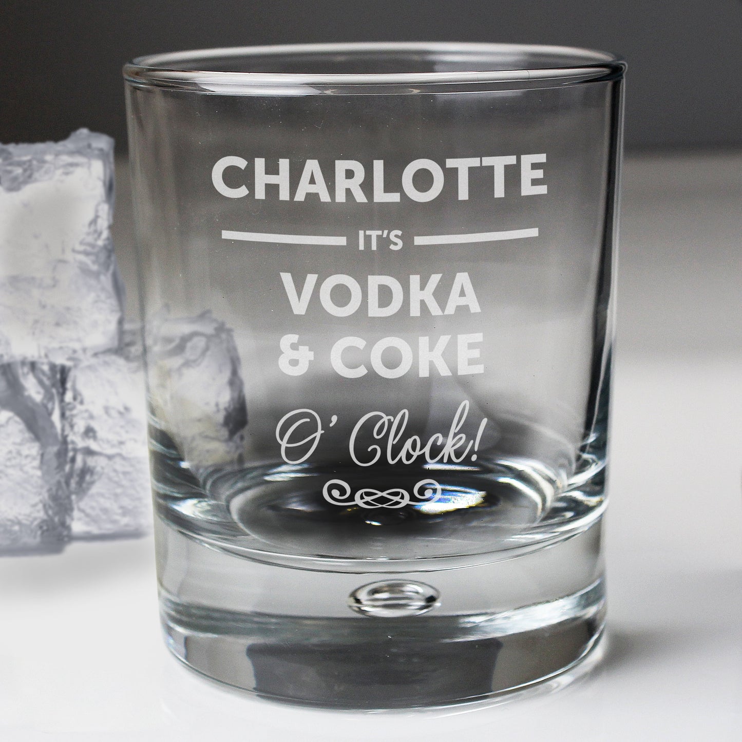 Personalised Its... OClock Tumbler Bubble Glass