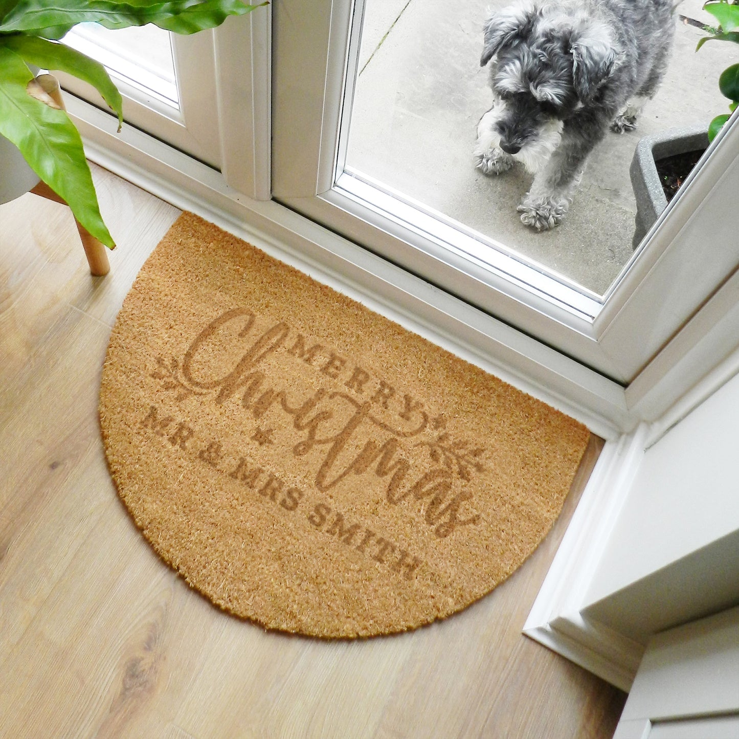 Personalised Christmas Half Moon Indoor Doormat