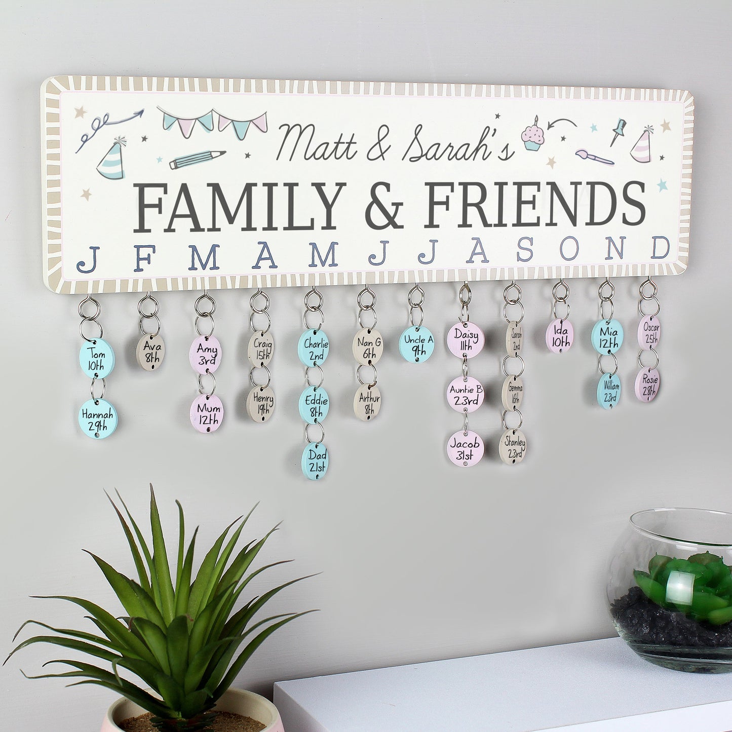 Personalised Home, Classroom, Office, Birthday Planner Plaque with Customisable Discs