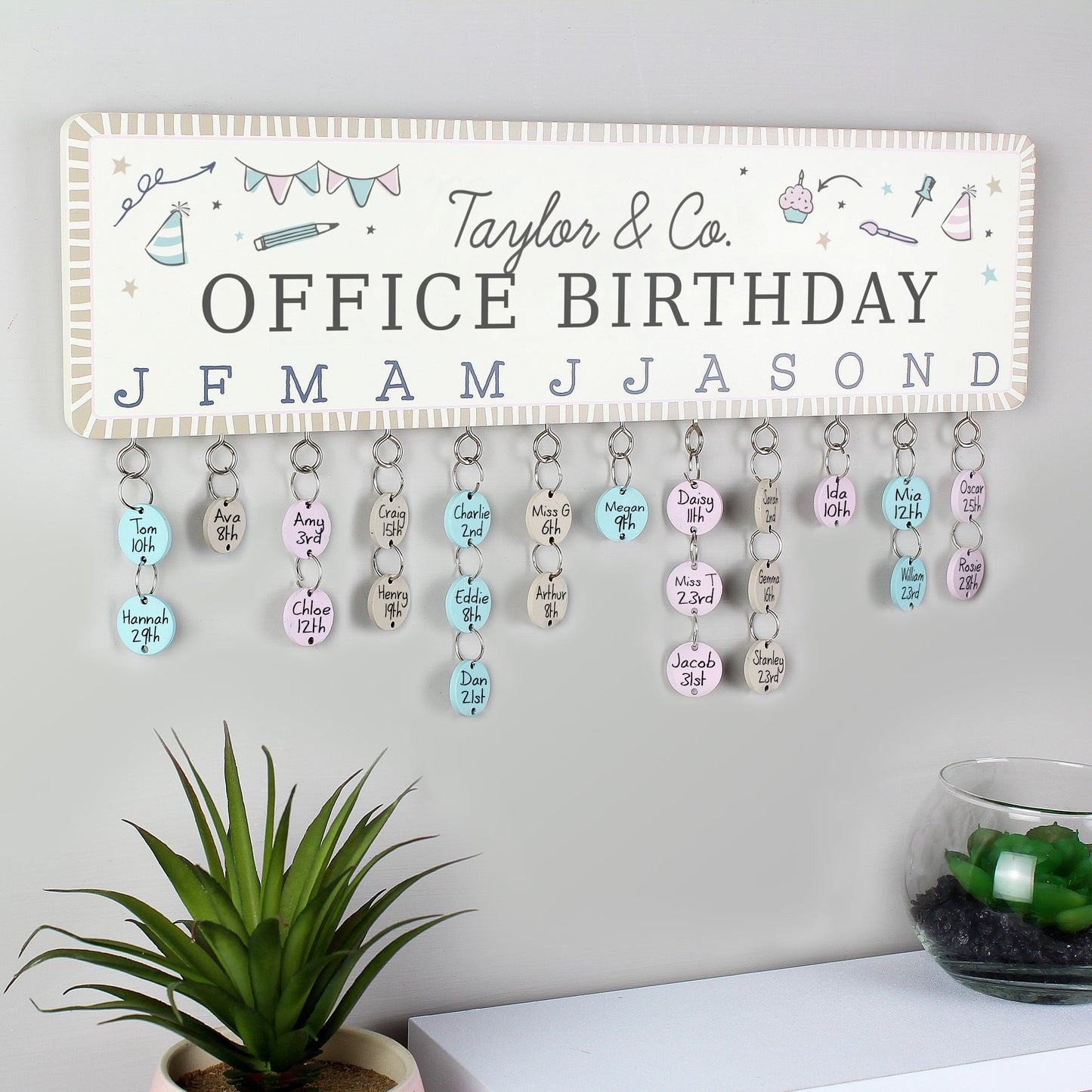 Personalised Home, Classroom, Office, Birthday Planner Plaque with Customisable Discs