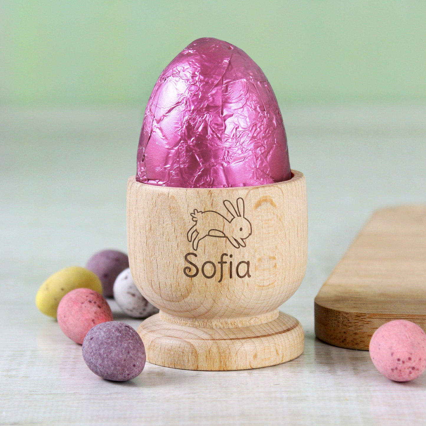 Personalised Easter Bunny Wooden Egg Cup