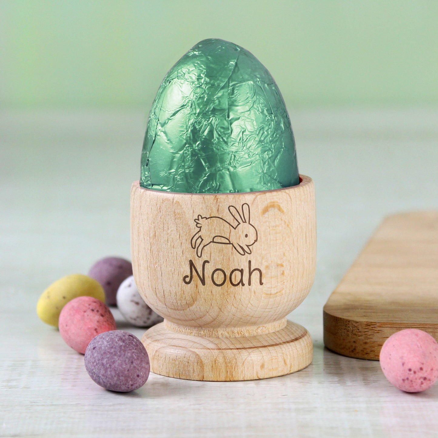 Personalised Easter Bunny Wooden Egg Cup