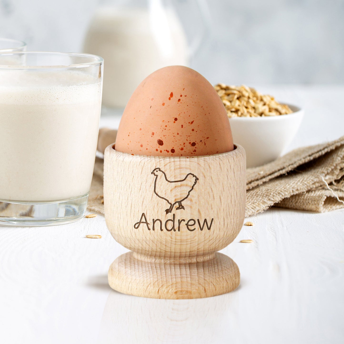 Personalised Chicken Wooden Egg Cup