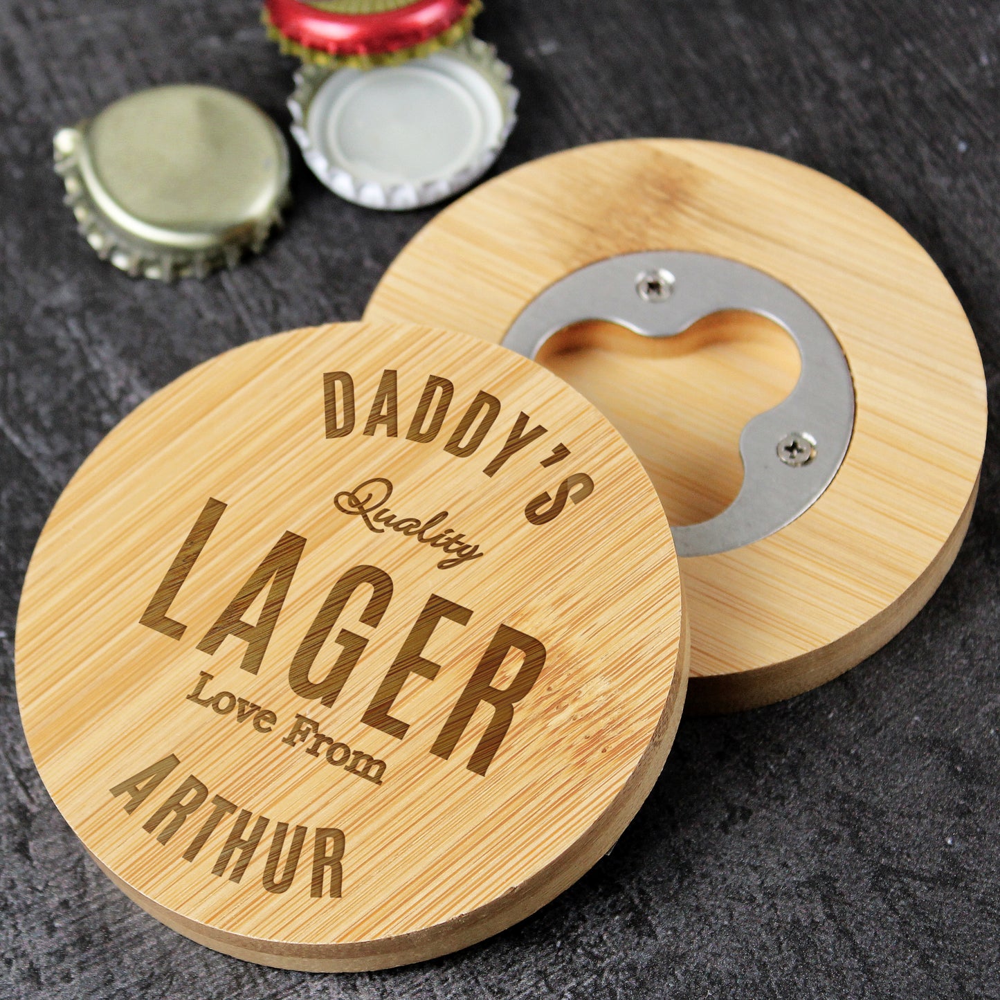 Personalised  Bamboo Bottle Opener Coaster