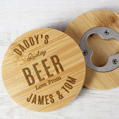 Personalised  Bamboo Bottle Opener Coaster