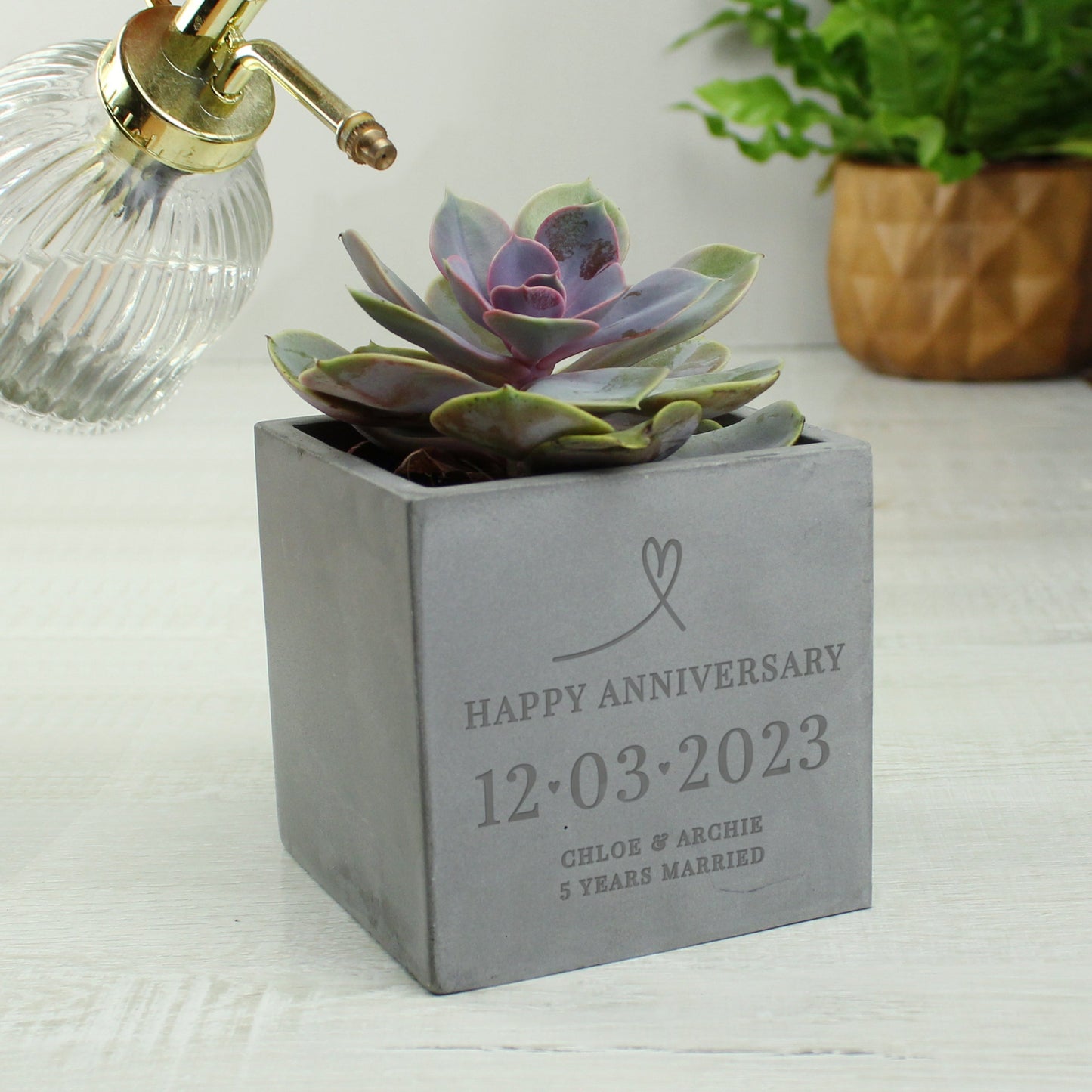 Personalised Large Date Concrete Plant Pot