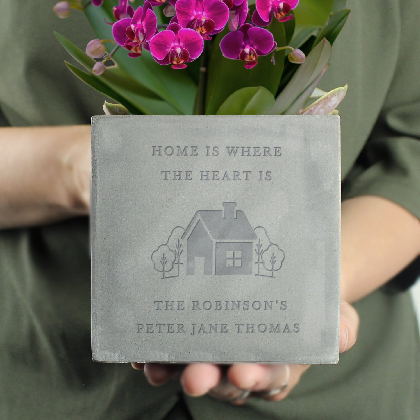 Personalised New Home Concrete Plant Pot