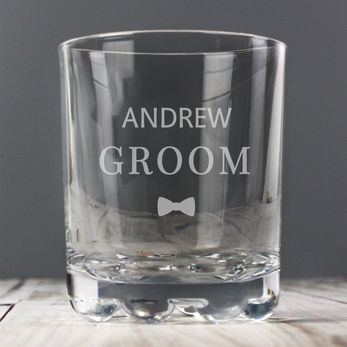 Personalised Engraved Bow Tie Whiskey Glass Tumbler