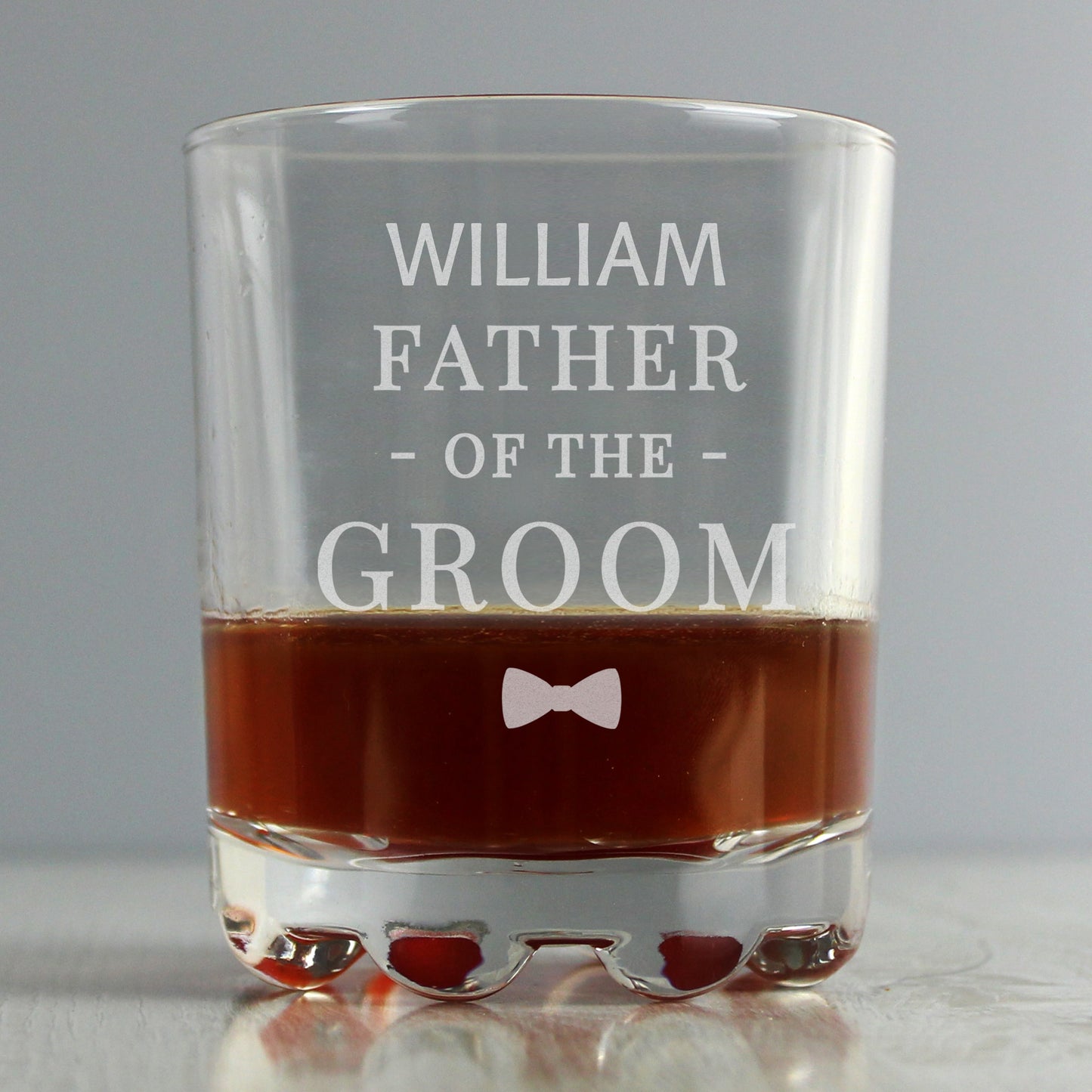 Personalised Engraved Bow Tie Whiskey Glass Tumbler