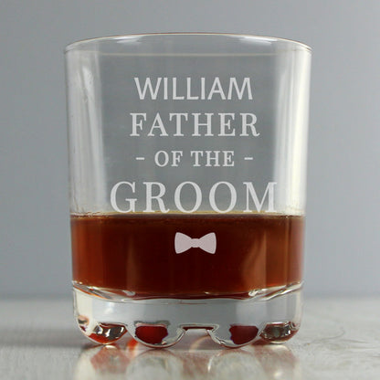 Personalised Engraved Bow Tie Whiskey Glass Tumbler