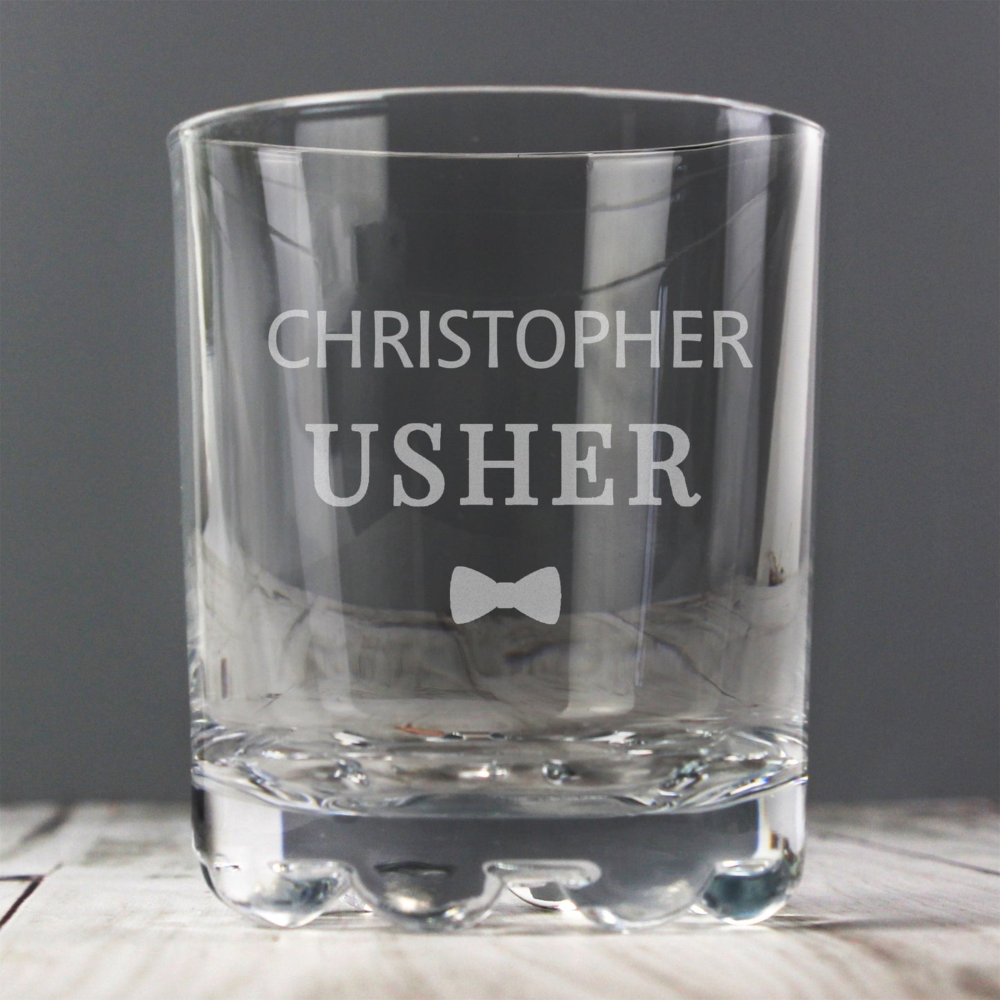 Personalised Engraved Bow Tie Whiskey Glass Tumbler