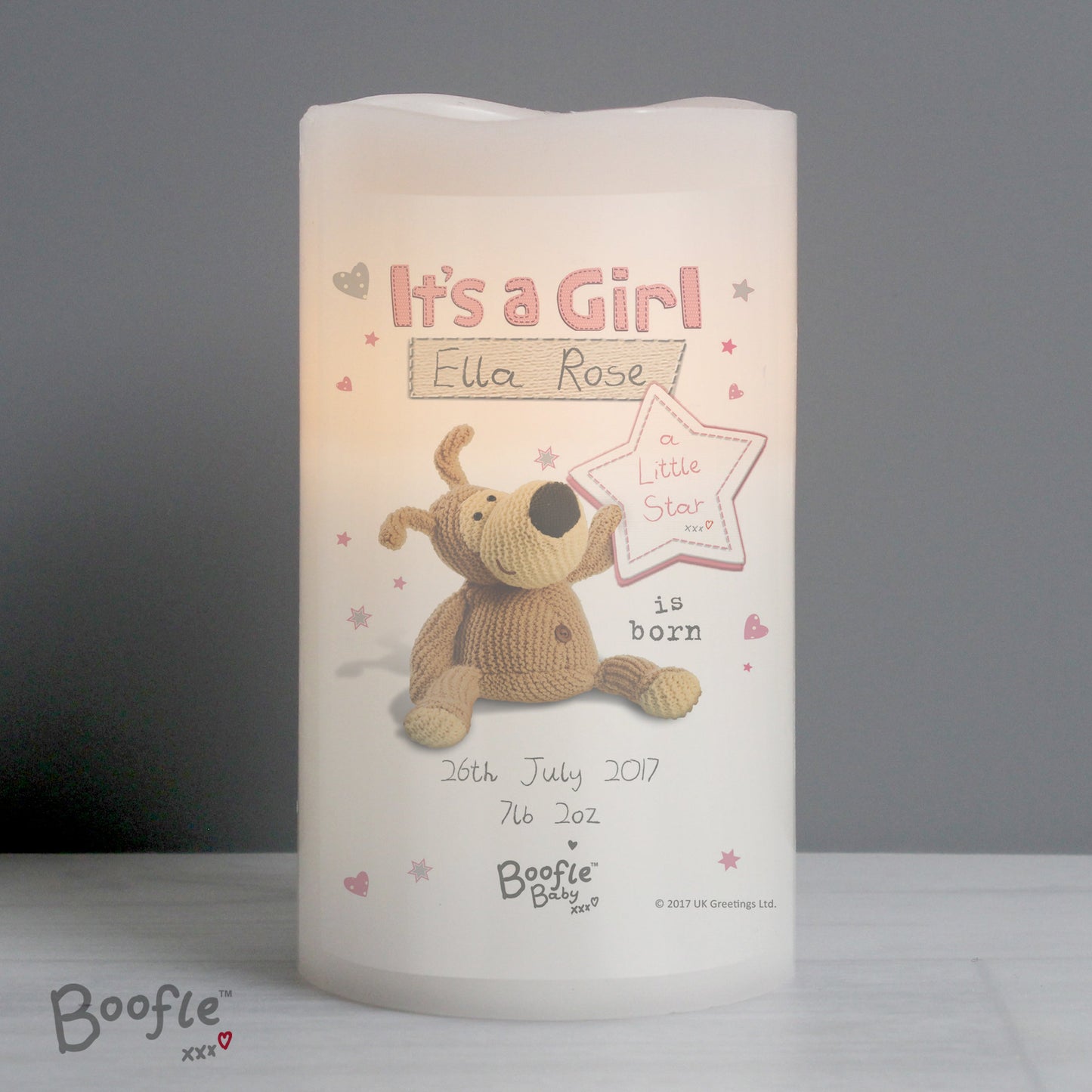 Personalised Boofle It's a Girl / Boy Nightlight LED Candle