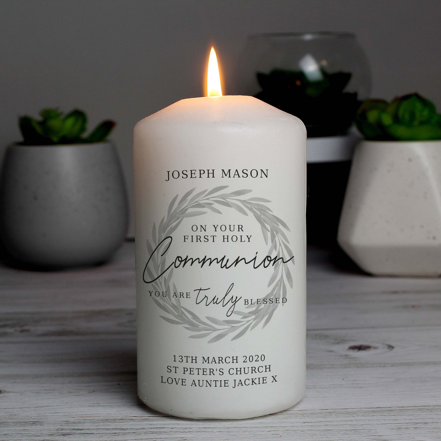 Personalised 'Truly Blessed' Holy Communion Pillar Candle