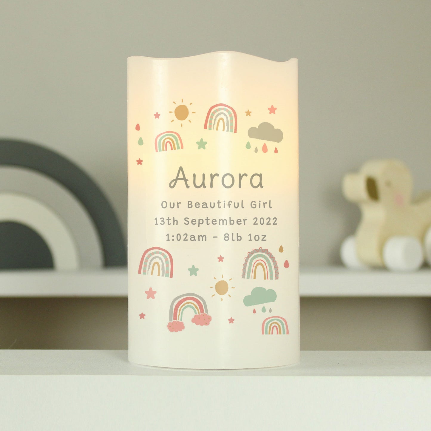 Personalised Rainbow Night Light LED Candle