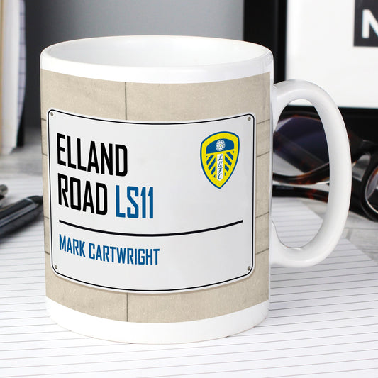 Personalised Leeds United FC Street Sign Ceramic Mug