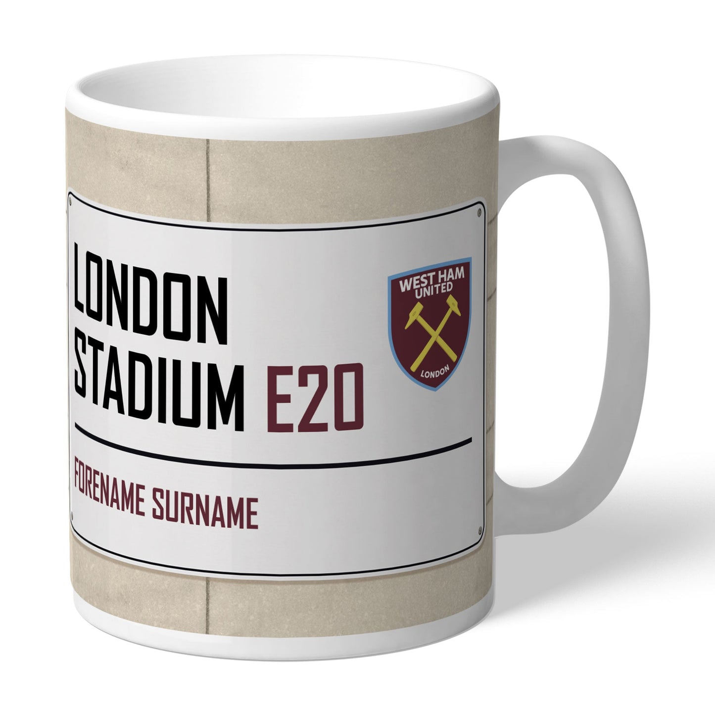 Personalised West Ham United FC Street Sign Ceramic Mug