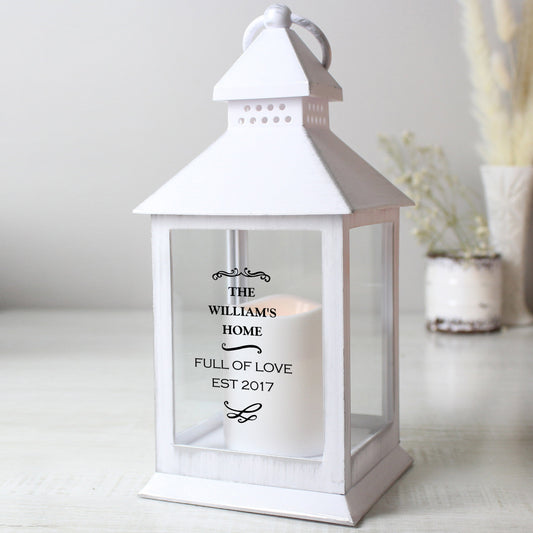 Personalised Antique Scroll Any Text Flickering Flame Lantern